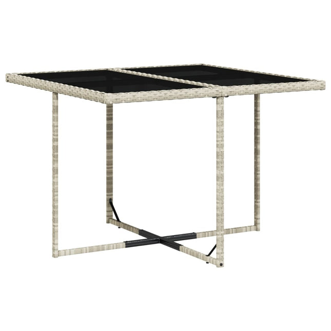 Table et fauteuils de jardin 4 places en résine tressée gris clair