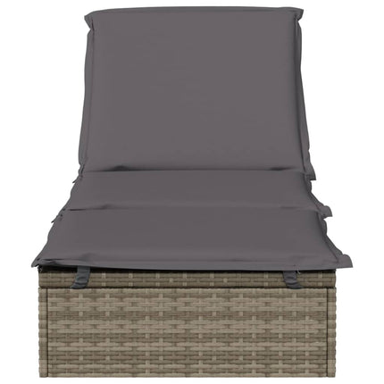 Bain de soleil réglable en résine tressée avec coussin gris et dossiers indépendants