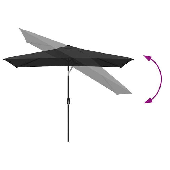 Parasol d'extérieur avec mât en métal 300 x 200 cm noire