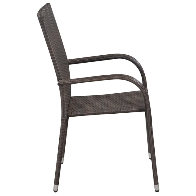 Table et 6 chaises de jardin en résine tressée marron et acacia massif