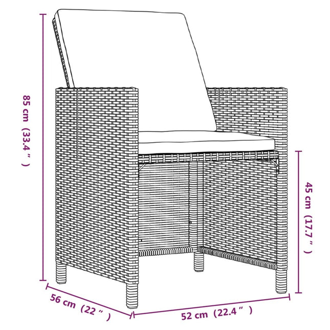 Table et fauteuils de jardin 8 places en résine tressée marron