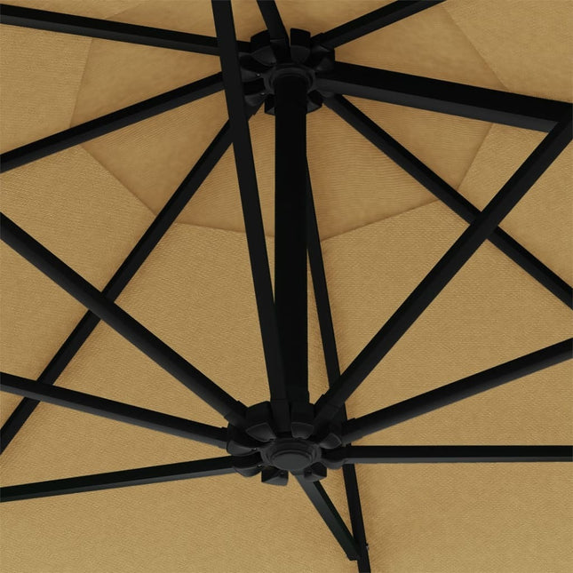 Parasol mural de jardin avec led 300 cm taupe