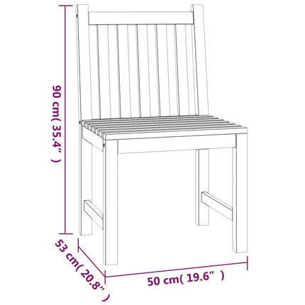 Table et 2 chaises de jardin en teck massif 110 cm