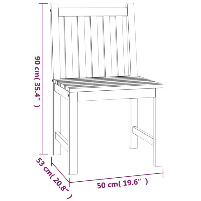Table et 2 chaises de jardin en teck massif 80 x 80 cm