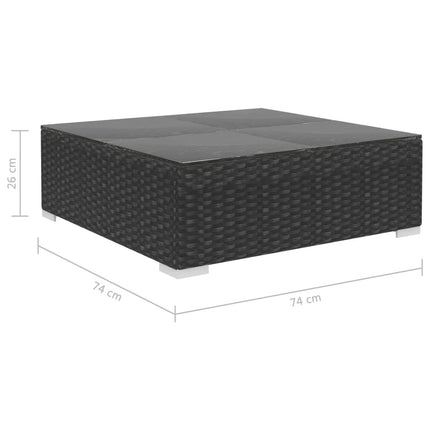 Salon de jardin d'angle en résine tressée noire avec coussins noirs