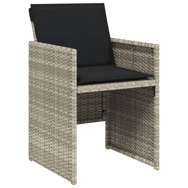 Table et fauteuils de jardin 4 places en résine tressée gris clair