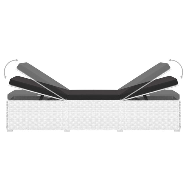 Ensemble de 2 bains de soleil avec table d'appoint en résine tressée blanche et coussins noirsse