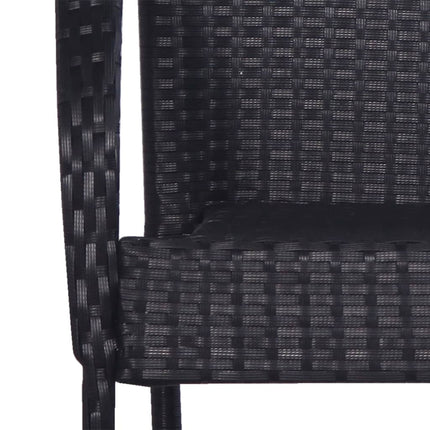 Table et 6 chaises de jardin en résine tressée noire et acacia massif