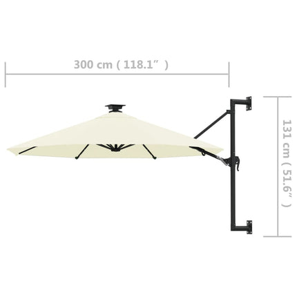 Parasol mural de jardin avec led 300 cm sable
