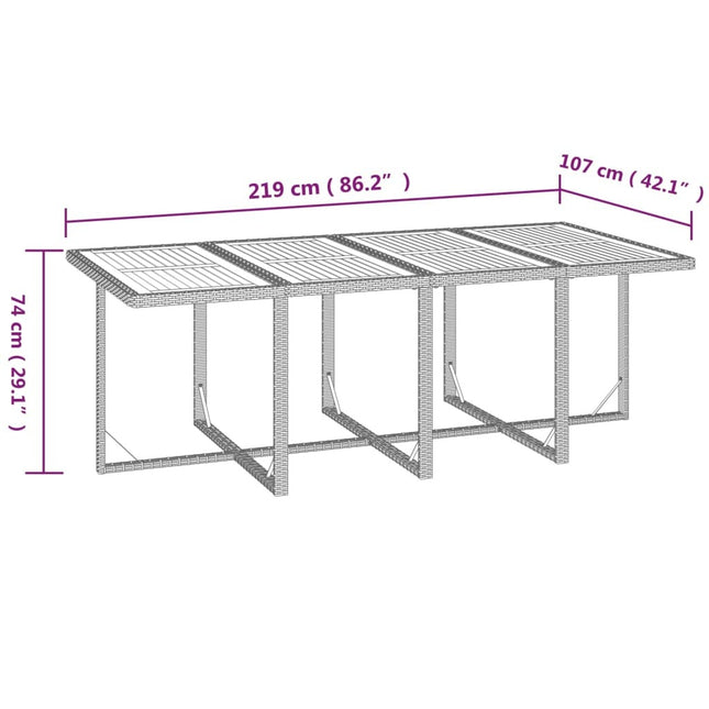 Table et chaises de jardin 8 places en résine tressée et acacia