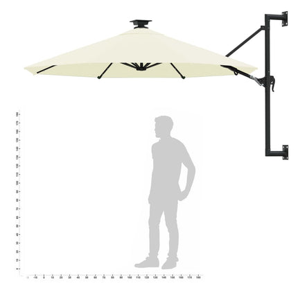 Parasol mural de jardin avec led 300 cm sable