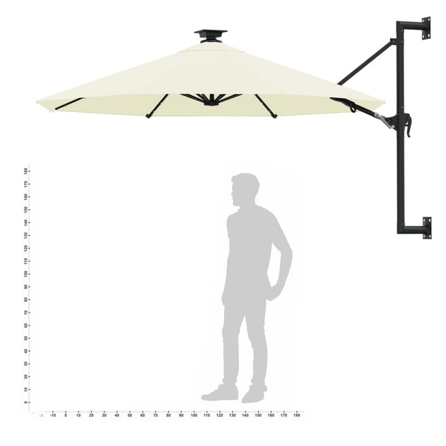 Parasol mural de jardin avec led 300 cm sable