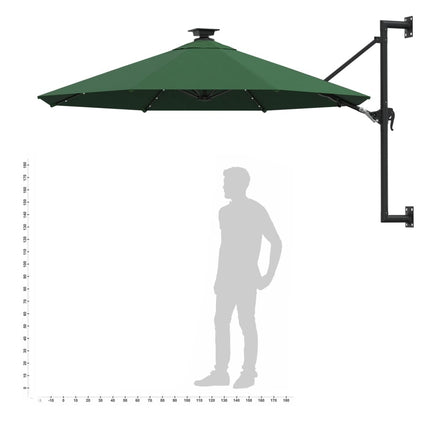 Parasol mural de jardin avec led 300 cm vert