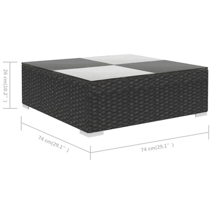 Salon de jardin d'angle en résine tressée noire avec coussins crème