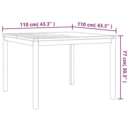 Table et 2 chaises de jardin en teck massif 110 cm