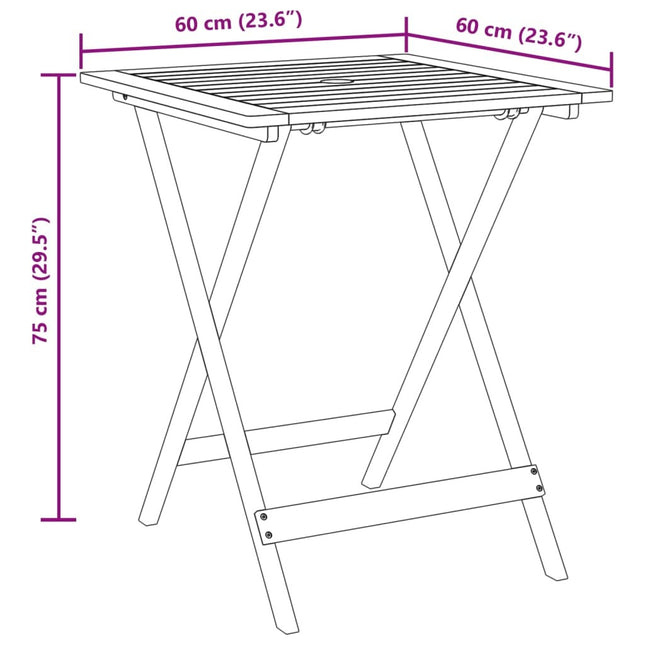 Table carrée et 2 chaises de jardin pliantes en résine tressée grise et acacia massif