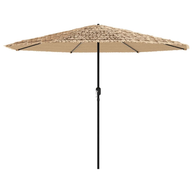 Parasol de jardin avec led et mât en acier marron 388 x 388 x cm