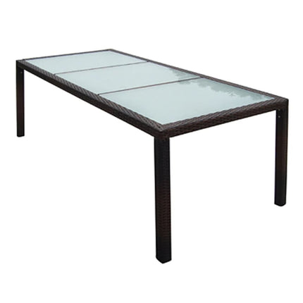 Table et chaises de jardin en résine tressée avec coussins crème