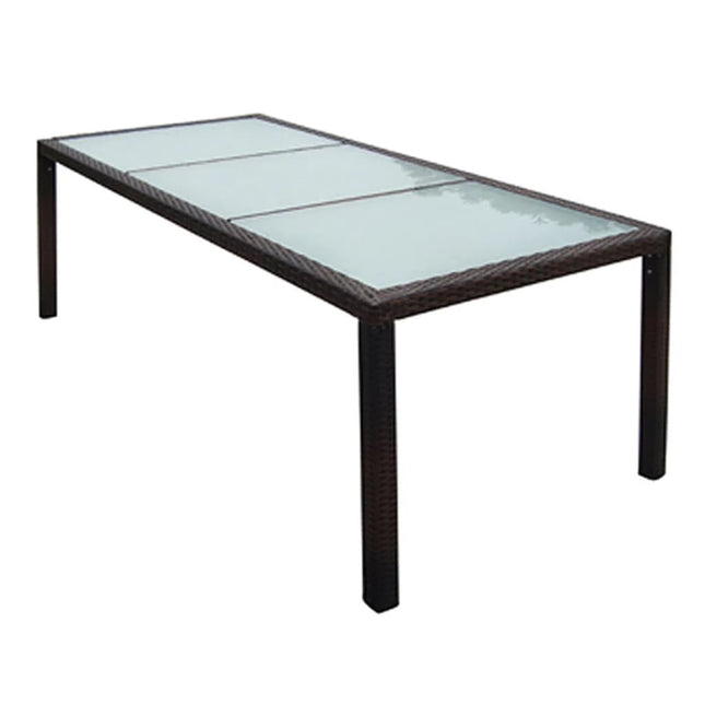 Table et chaises de jardin en résine tressée avec coussins crème