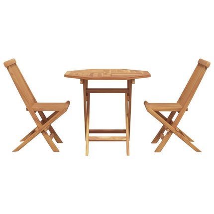 Table ronde de jardin 85 cm avec 4 chaises pliantes en teck massif