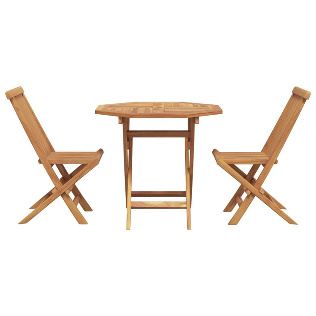 Table ronde de jardin 85 cm avec 4 chaises pliantes en teck massif
