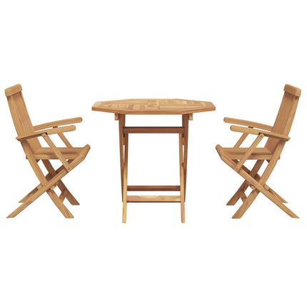 Table carréeee de jardin 85 cm avec 2 chaises pliantes en teck massif