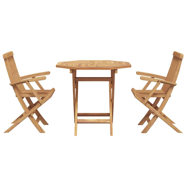 Table carréeee de jardin 85 cm avec 2 chaises pliantes en teck massif