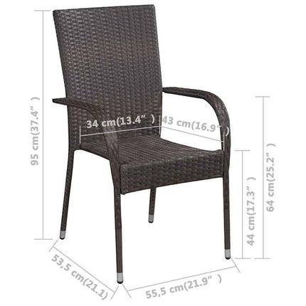 Table et 6 chaises de jardin en résine tressée marron et acacia massif