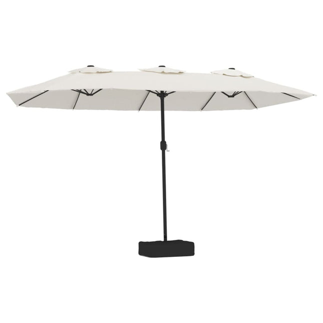 Parasol de jardin à double tête avec led blanc sable 449 x 265 cm