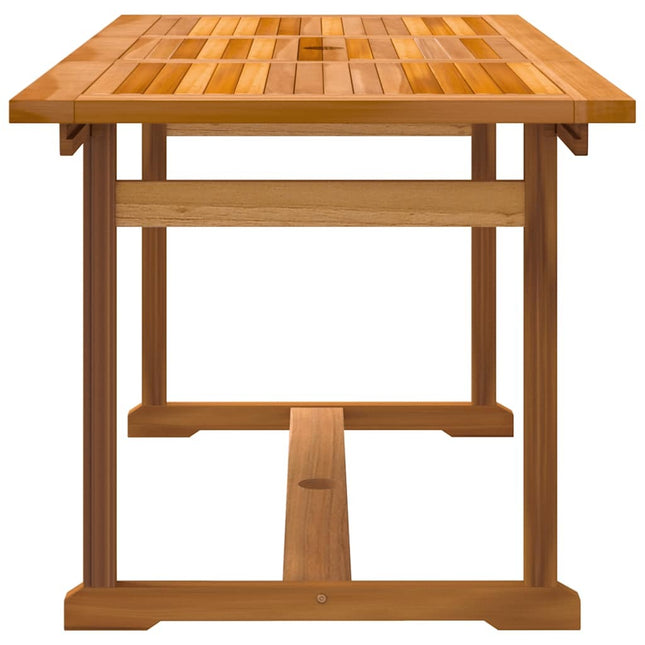 Table extensible et 4 fauteuils inclinables de jardin en acacia massif et textilène noir 120-170 cm