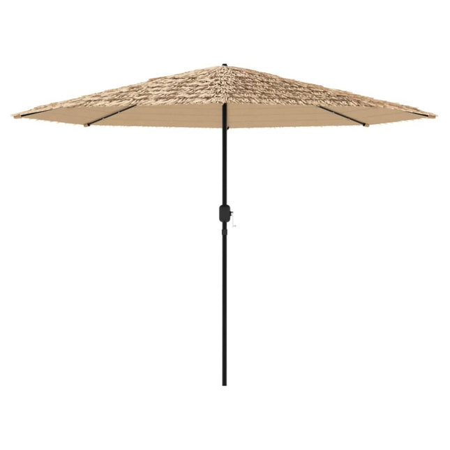 Parasol de jardin avec led et mât en acier marron 388 x 388 x cm
