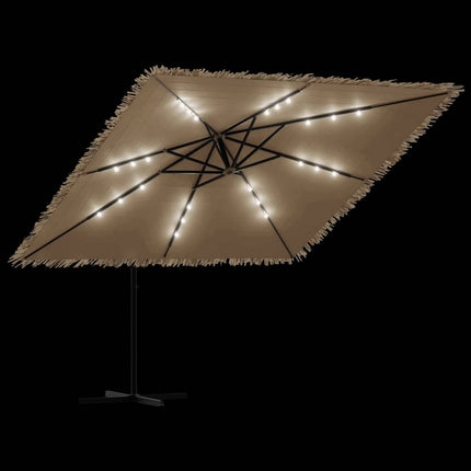 Parasol de jardin avec led et mât en acier marron 290 x 290 x 238 cm