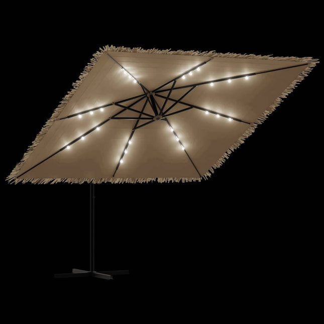 Parasol de jardin avec led et mât en acier marron 290 x 290 x 238 cm