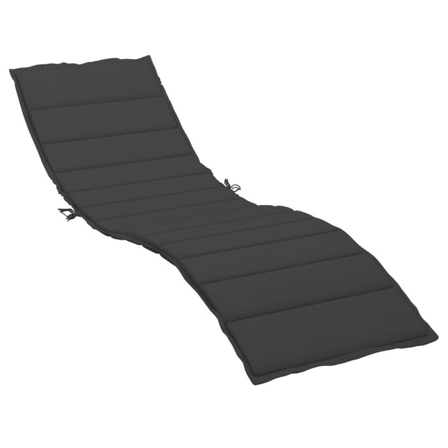 Coussin de chaise longue noir 200 x 50 x 3 cm tissu oxford