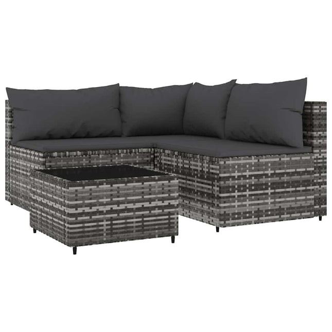 Salon de jardin d'angle avec table basse résine tressée gris anthracite
