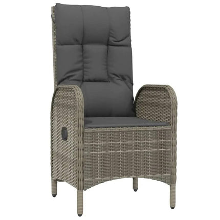 Table et fauteuils de jardin inclinables 8 places en résine tressée grise