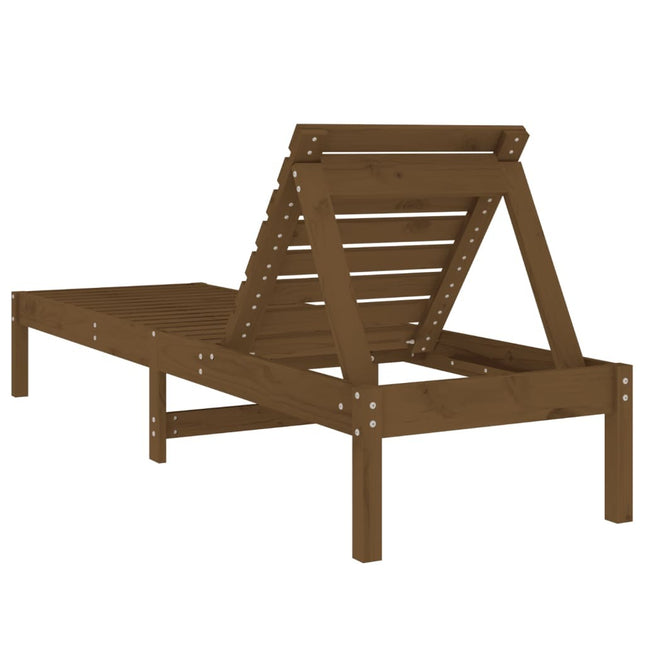 Bain de soleil réglable en bois massif de pin marron miel