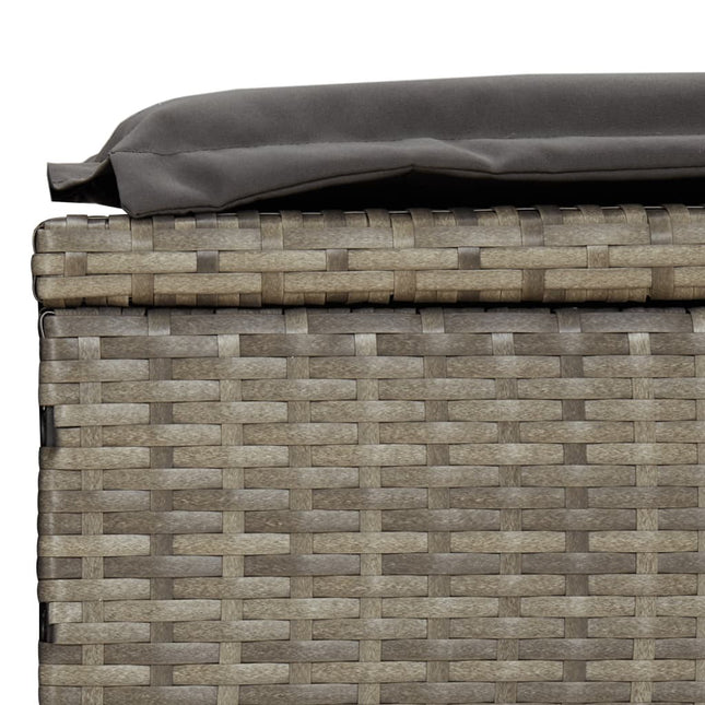 Bain de soleil réglable en résine tressée avec coussin gris et dossiers indépendants