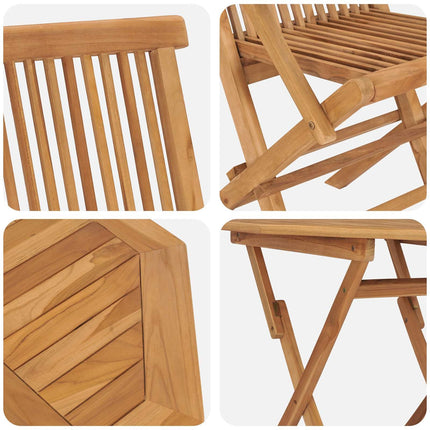 Table carréeee de jardin 85 cm avec 2 chaises pliantes en teck massif
