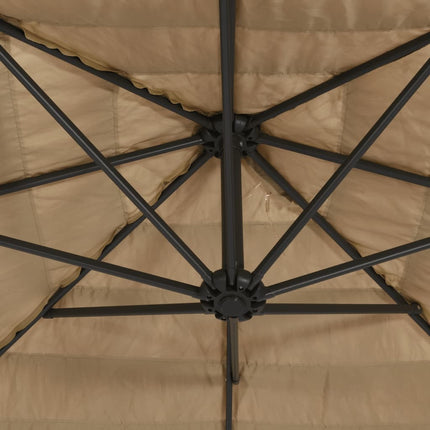 Parasol de jardin avec led et mât en acier marron 290 x 290 x 238 cm