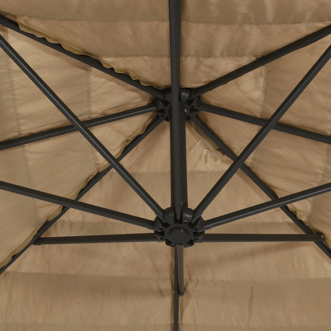 Parasol de jardin avec led et mât en acier marron 290 x 290 x 238 cm