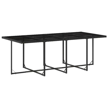 Table et fauteuils de jardin 8 places en résine tressée noire
