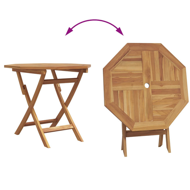 Table ronde de jardin 85 cm avec 4 chaises pliantes en teck massif