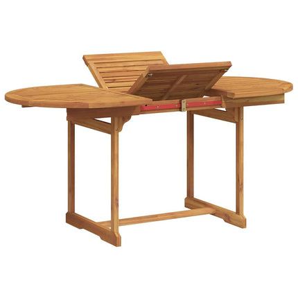 Table ovale extensible et 6 fauteuils inclinables de jardin en acacia massif et textilène crème