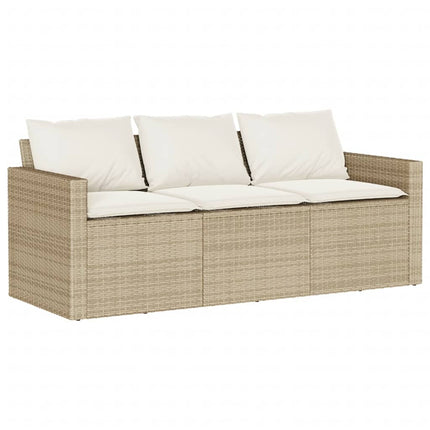 Table haute de jardin en verre trempé avec canapé en résine tressée beige
