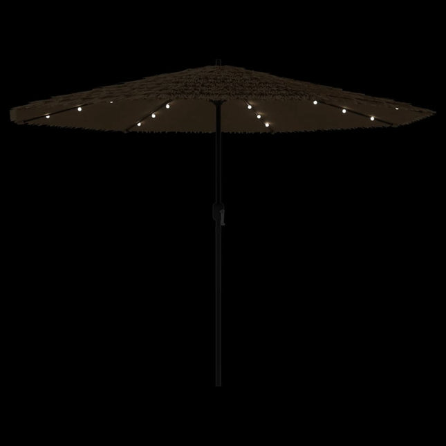 Parasol de jardin avec led et mât en acier marron 388 x 388 x cm