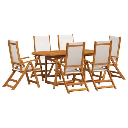 Table extensible 120 à 170 cm et 6 chaises en textilène gris multipositions en bois d'acacia massif