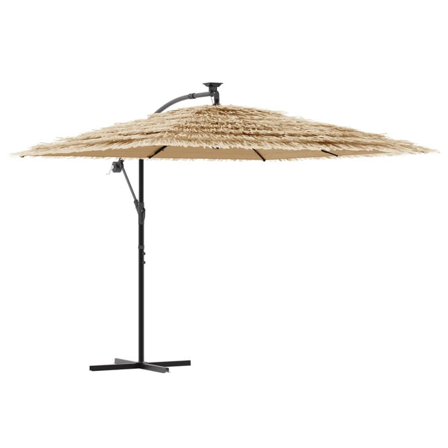 Parasol de jardin avec led et mât en acier marron 269 x 269 x 235 cm