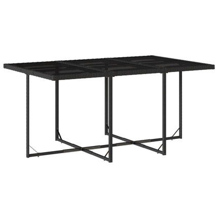 Table et chaises de jardin 6 places gain de place en résine tressée noire avec coussins