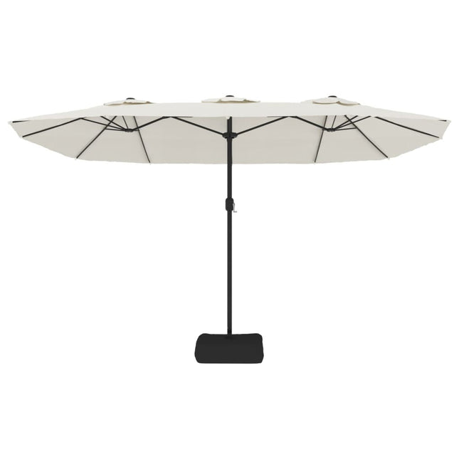 Parasol de jardin à double tête avec led blanc sable 449 x 265 cm